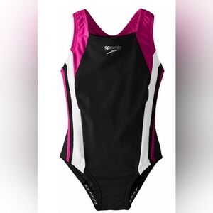 SPEEDO NWOT Pink and Black Racerback Full Coverage One Piece Swimsuit - Size 4